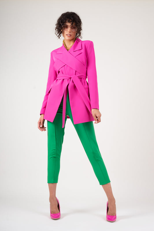 Blazer déstructuré à revers - Rose fluo