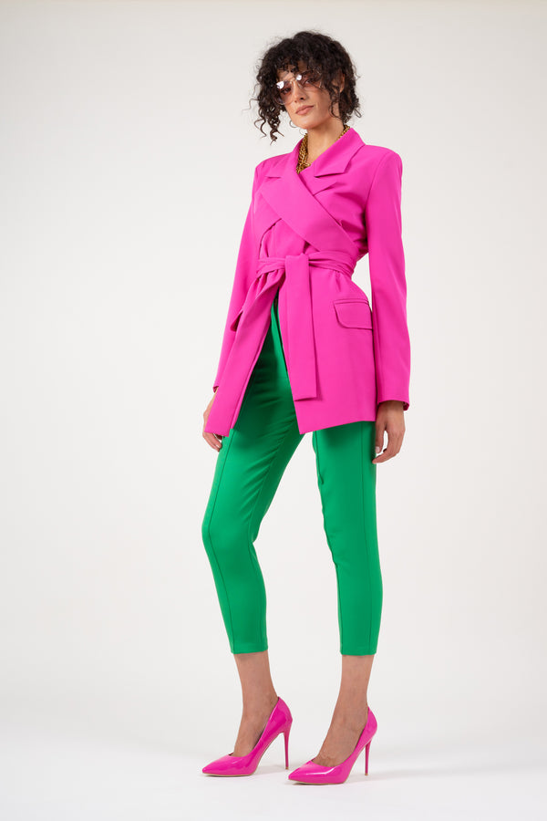 Deconstructed blazer with lapels - Neon pink