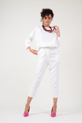 White set with blouse and cropped trousers
