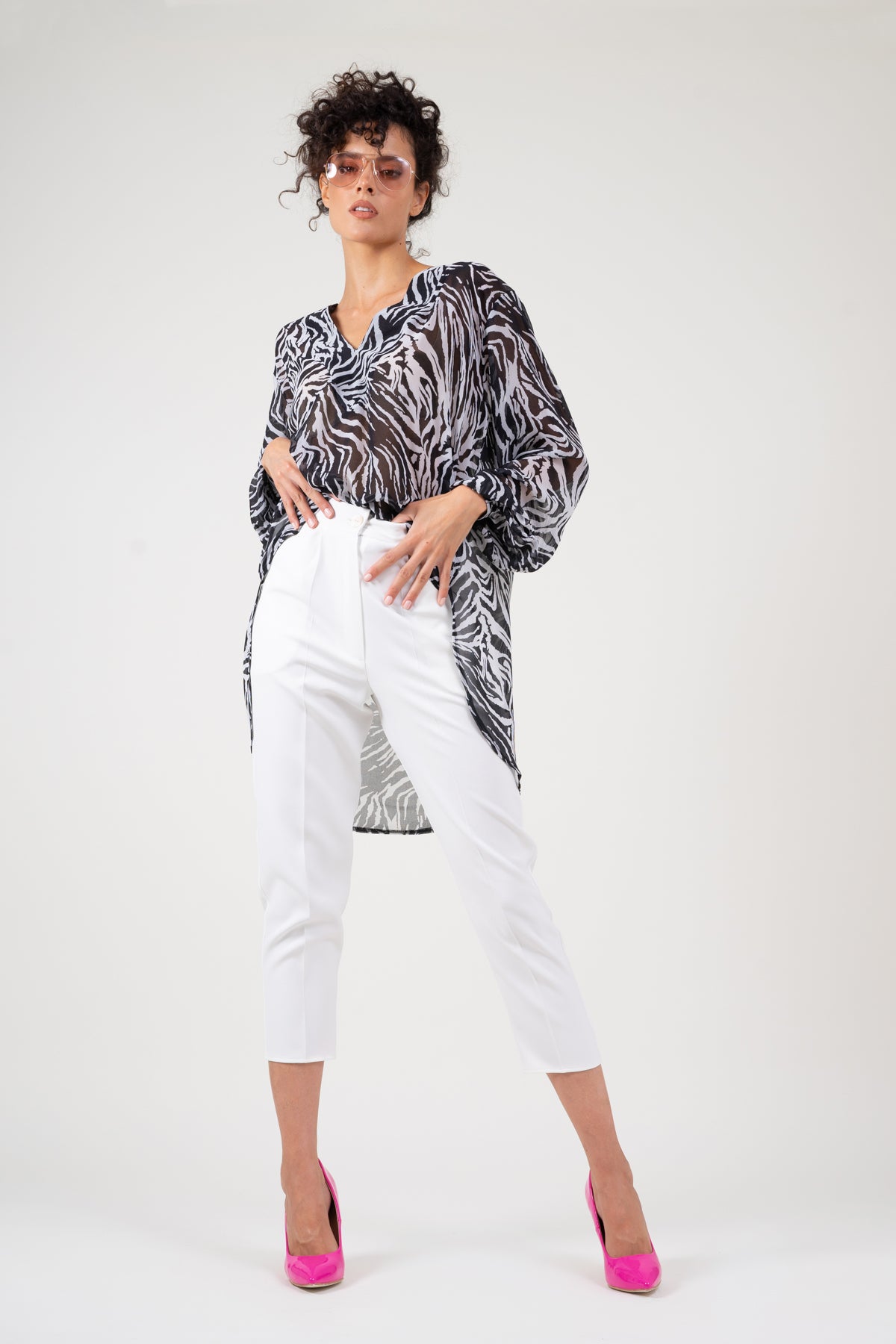 Pantaloni albi slim fit