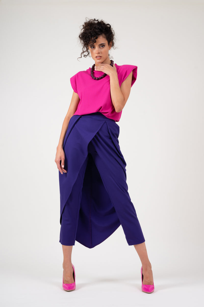 Purple pants with skirt