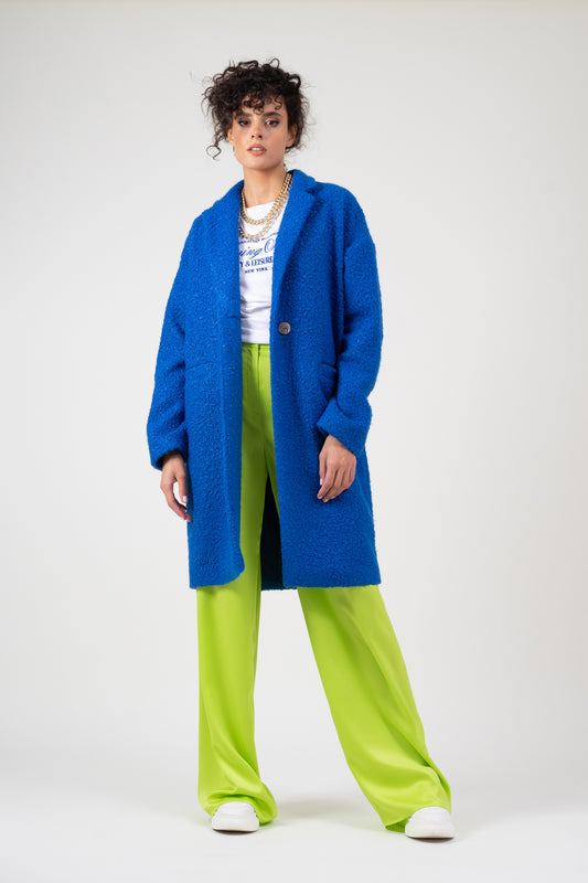 Short hair Teddy coat - Electric blue