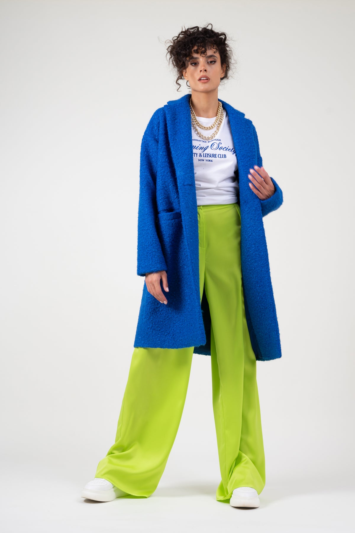 Short hair Teddy coat - Electric blue