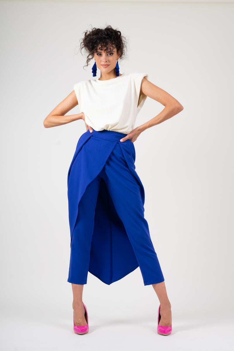 Electric blue pants with skirt