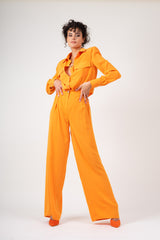 Set portocaliu format din camasa si pantalon 