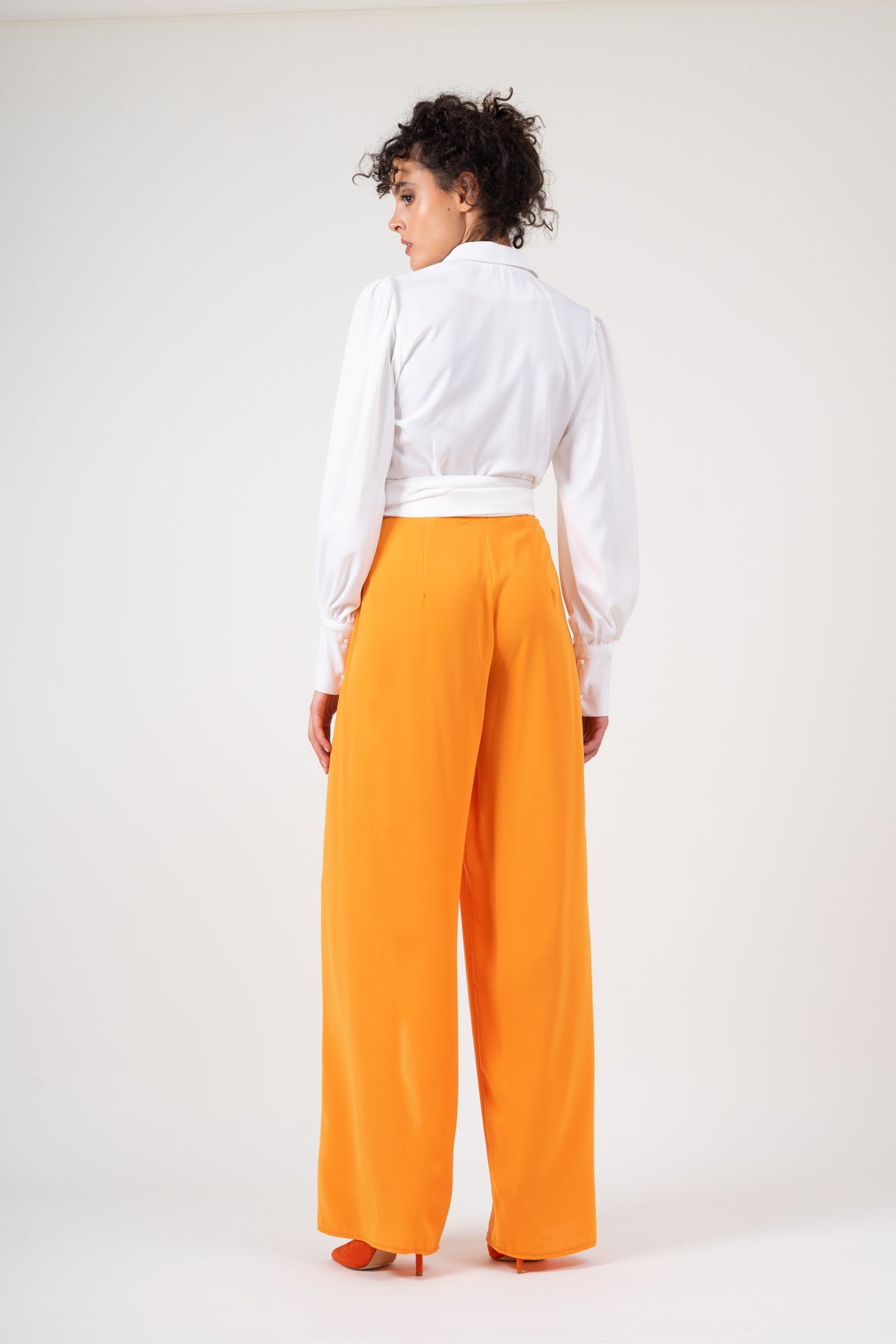 Orange wide leg trousers