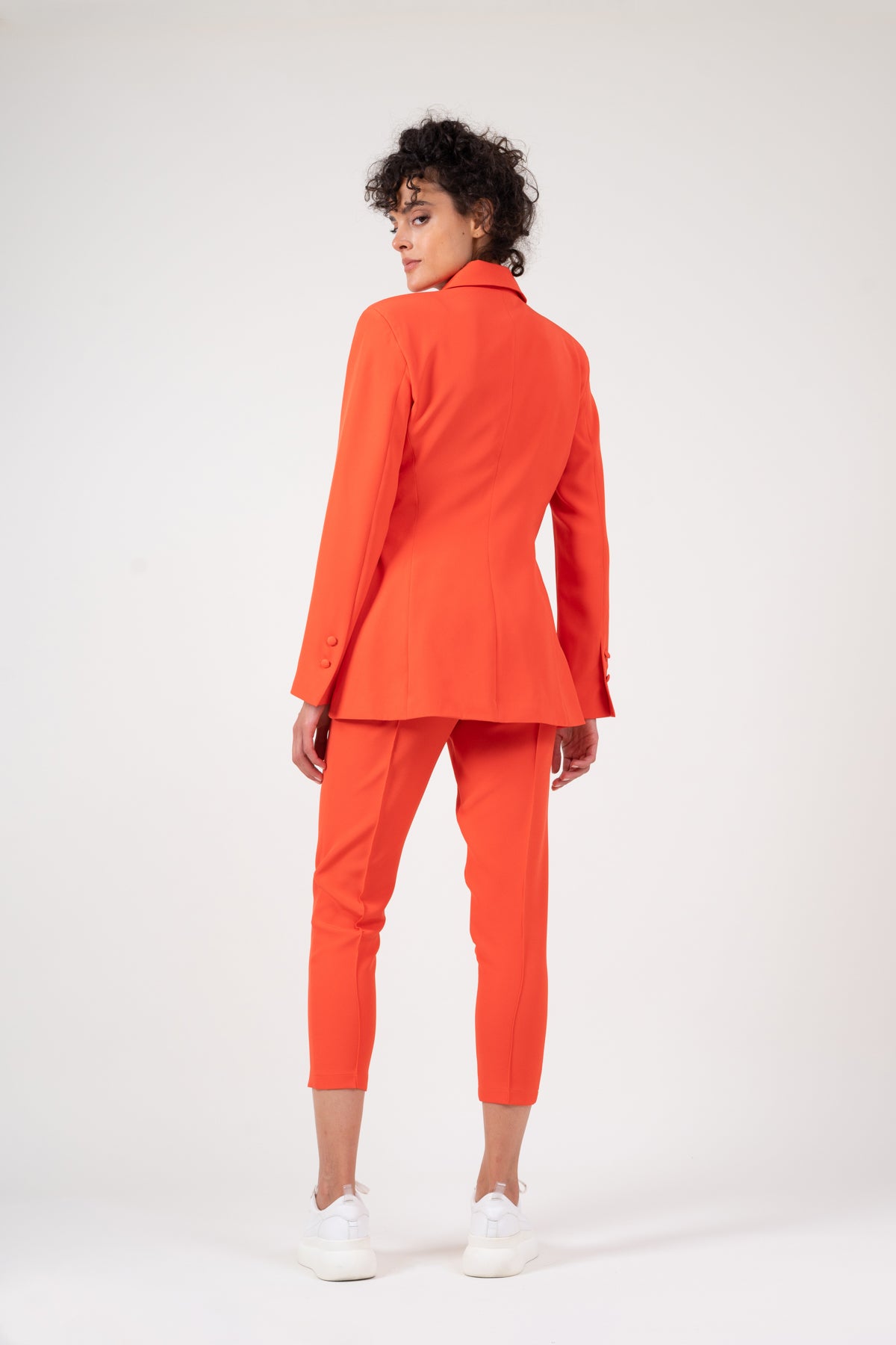 Pantalon slim fit cu riz portocaliu