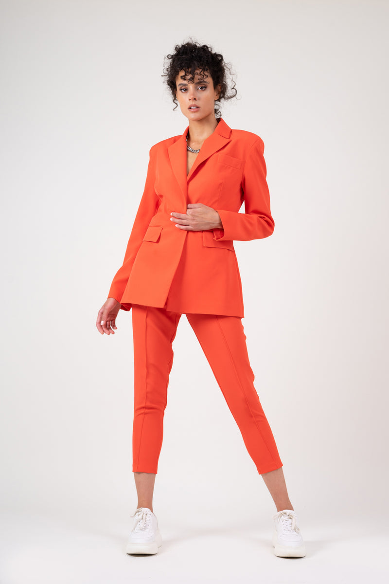 Orange slim fit trousers  with piping effect