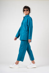 Ecoleather turquoise trousers