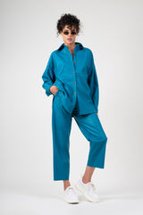Ecoleather turquoise trousers