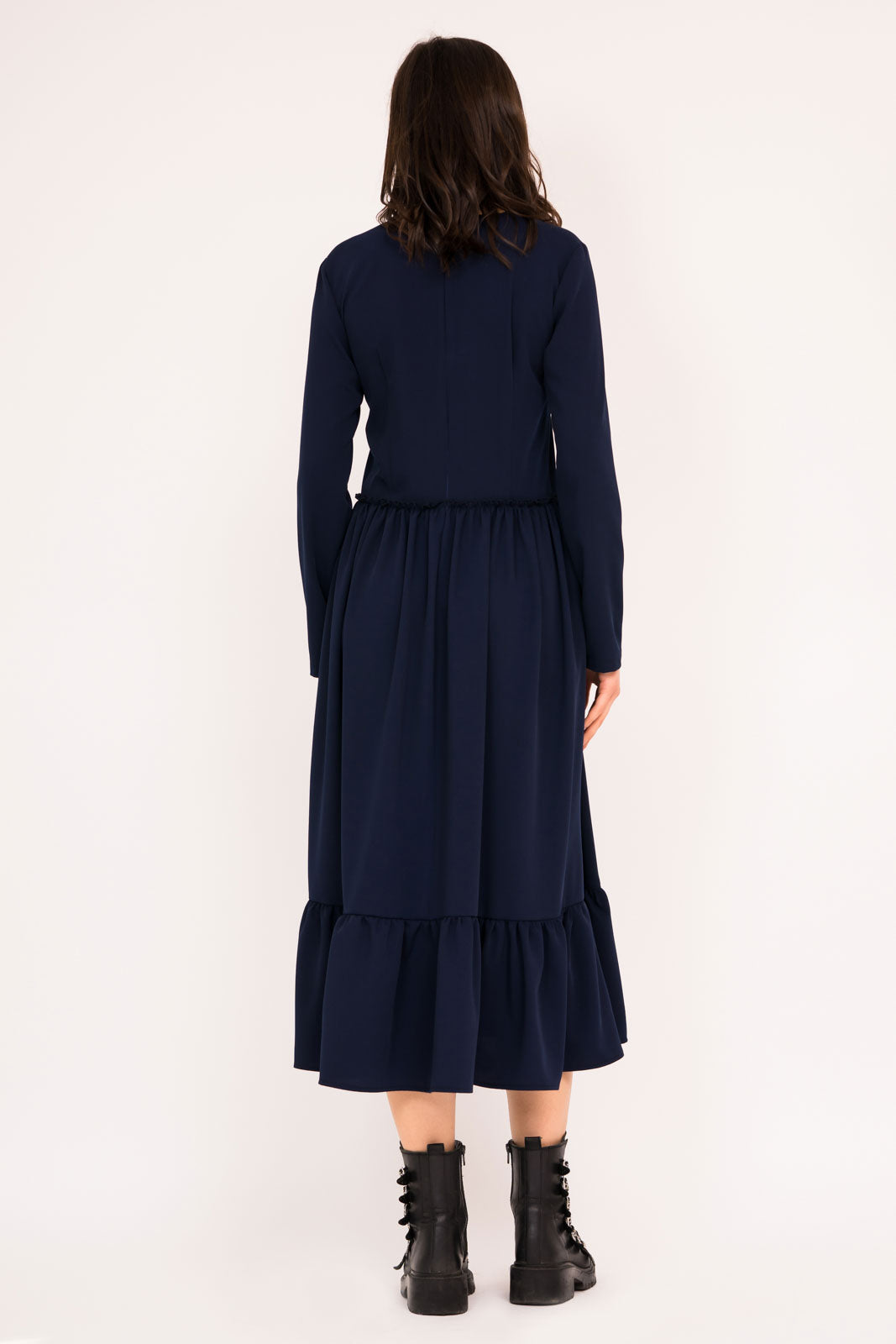 Rochie navy evazata cu buzunare