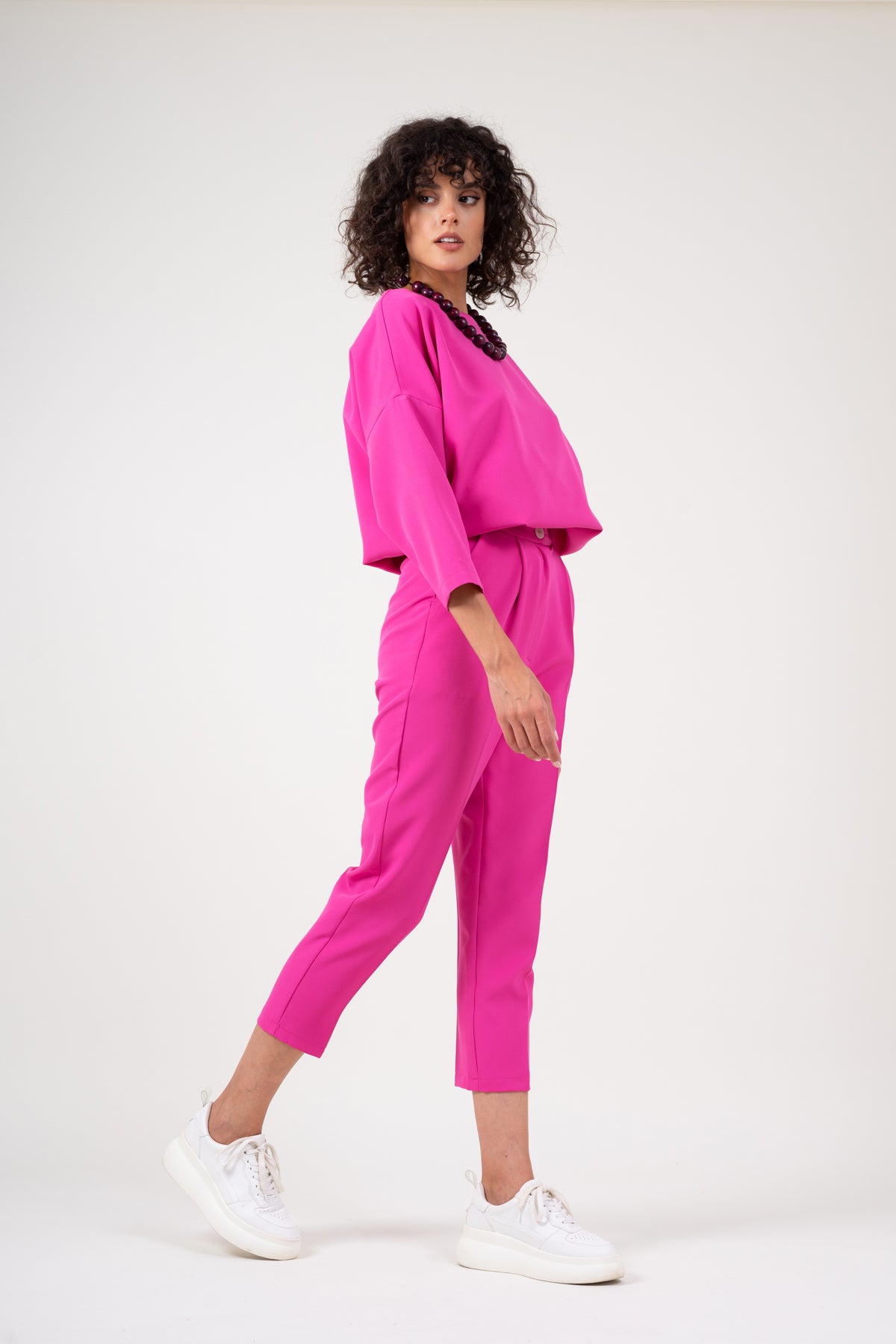 Bluza oversized roz neon