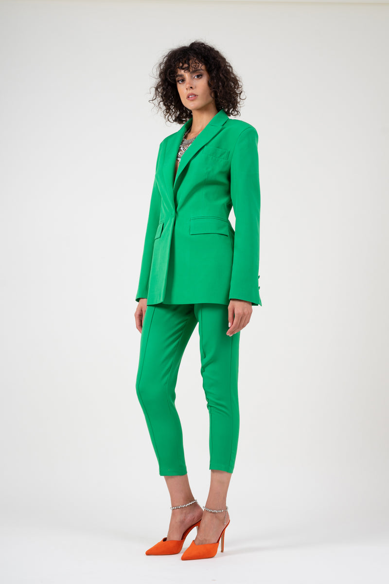 Green slim fit suit