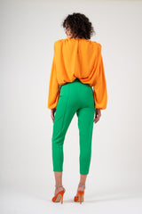 Orange blouse with padded shoulders