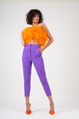 Orange top with feathers