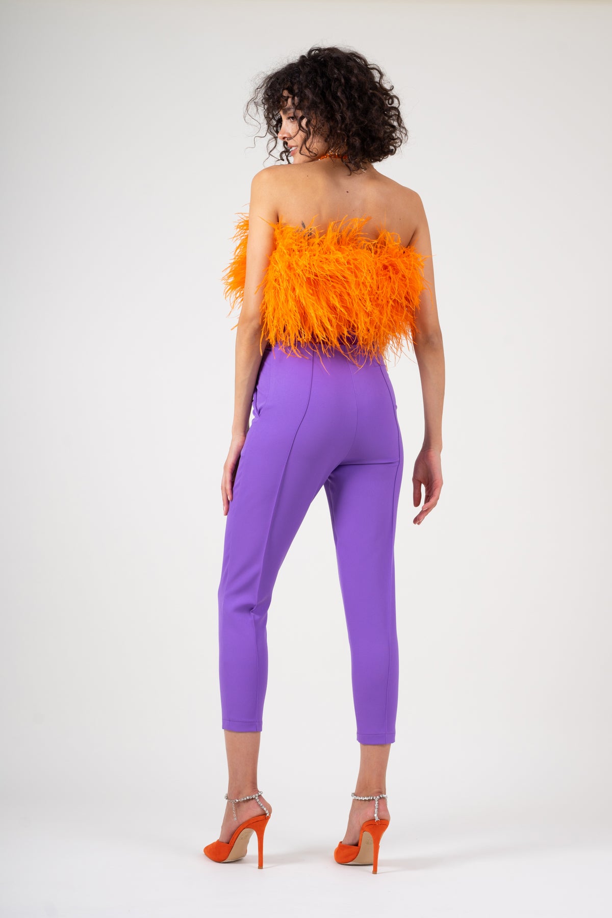 Pastel purple trousers with piping effect