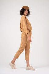 Camel slim fit trousers