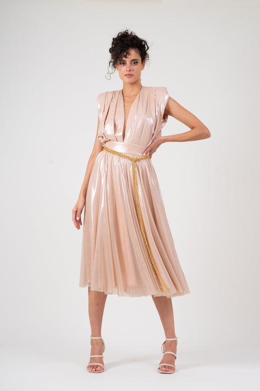 Metallic midi dress