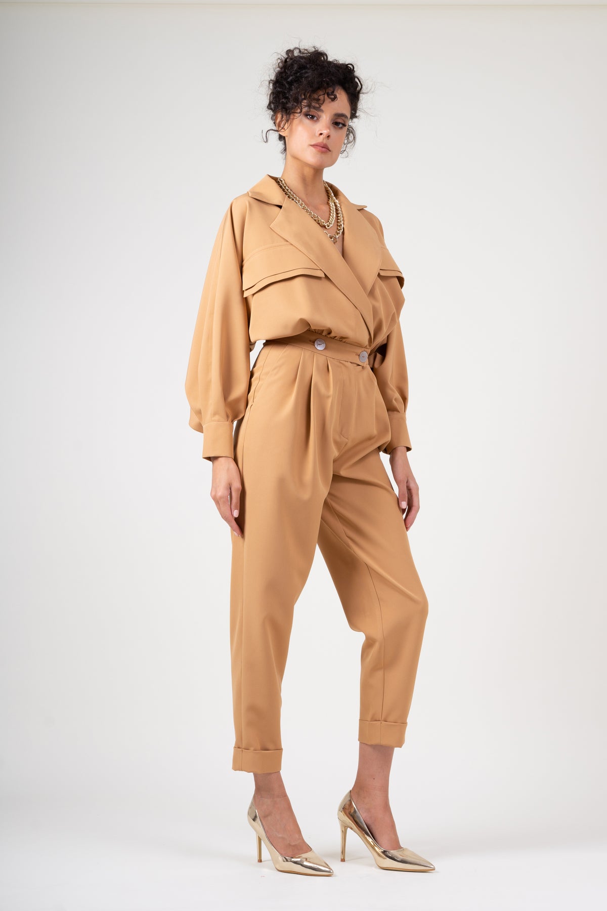 Camel maxi jumpsuit