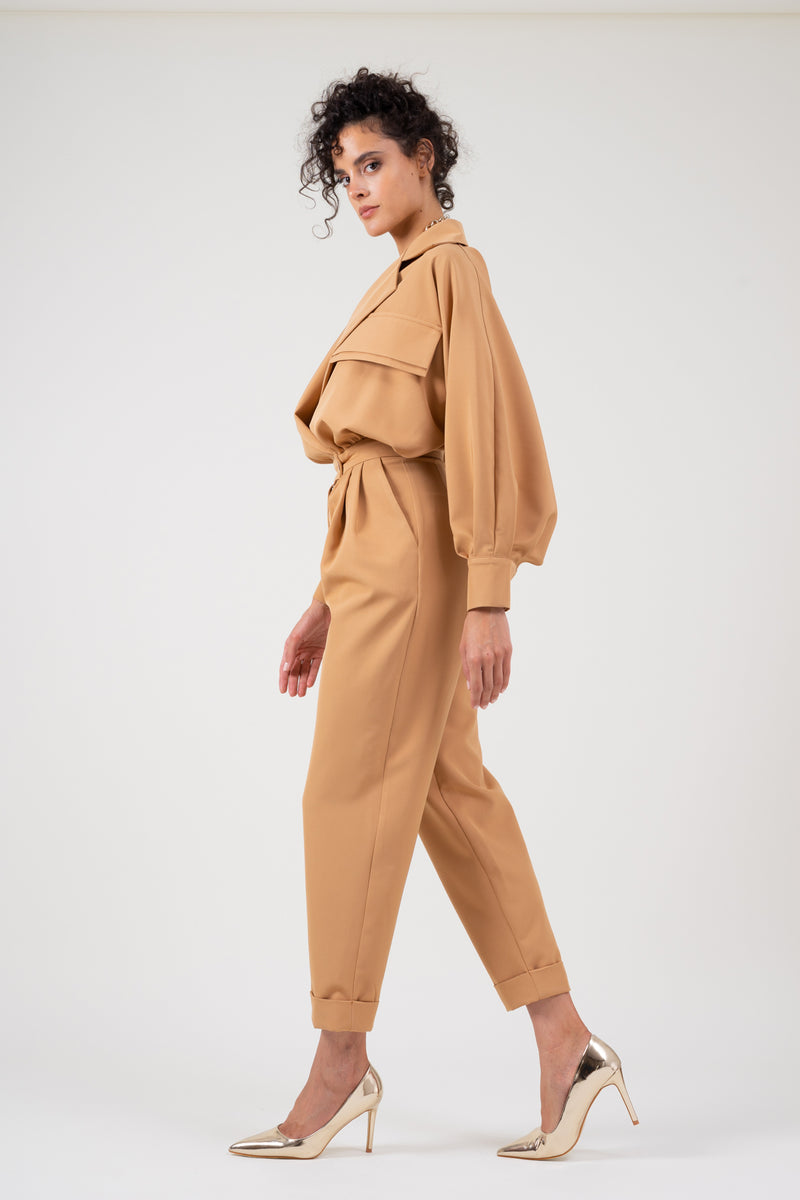 Camel maxi jumpsuit – Bluzat