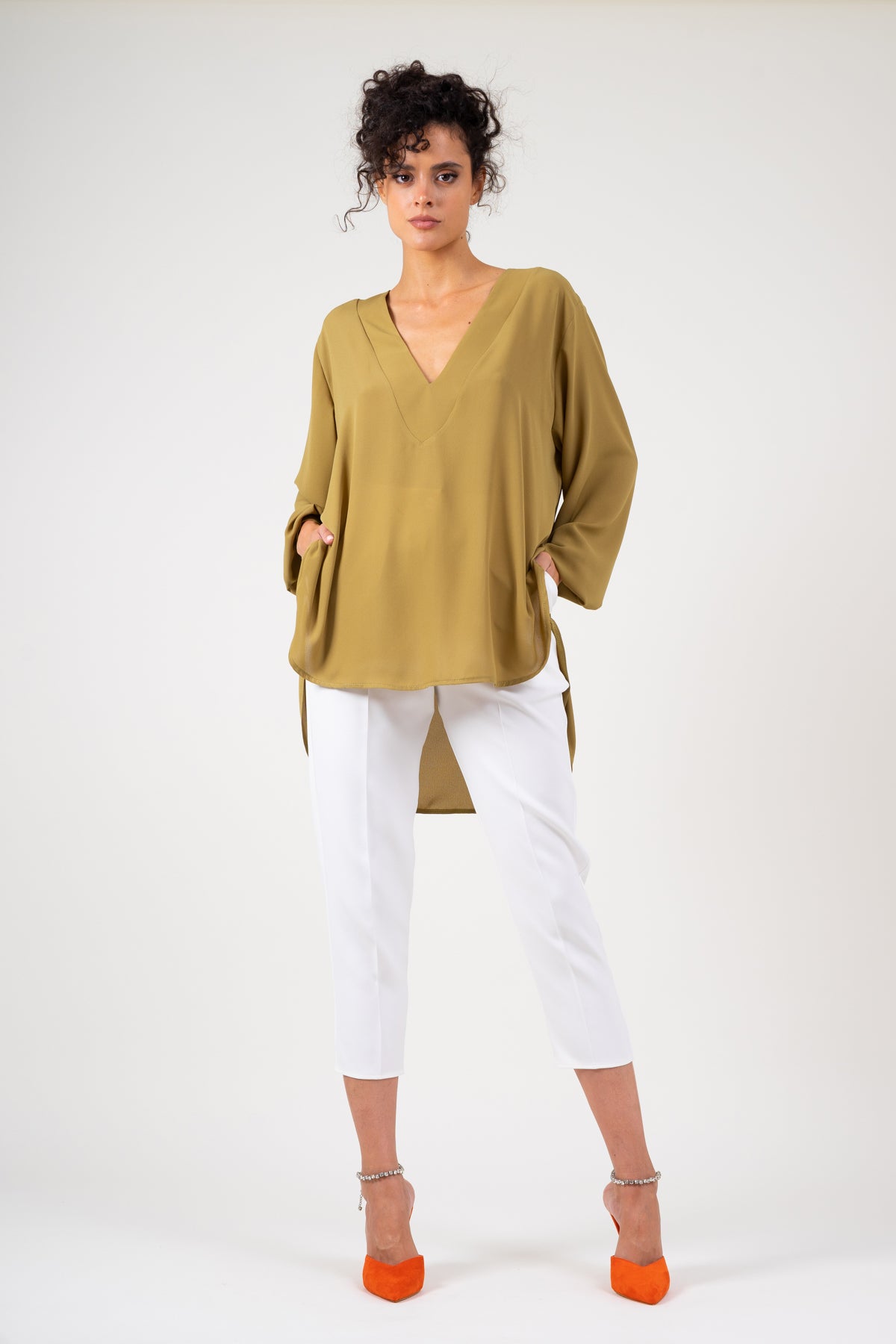 Bluza din voal olive