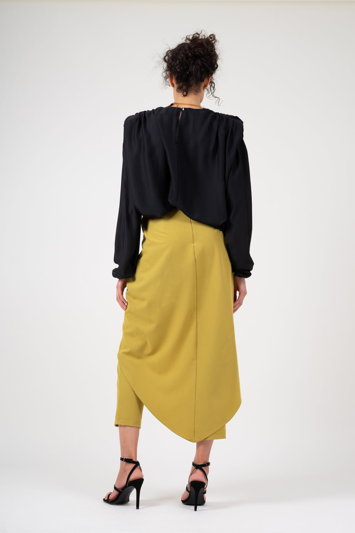 Black blouse with padded shoulders