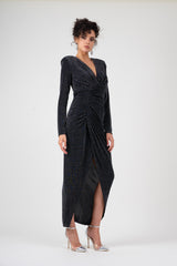 Black maxi dress with silver inserts