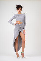 Grey asymmetrical dress with cut-out effect