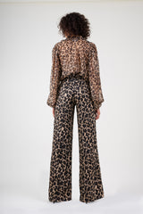Set bluza si pantalon wide leg din print leopardat