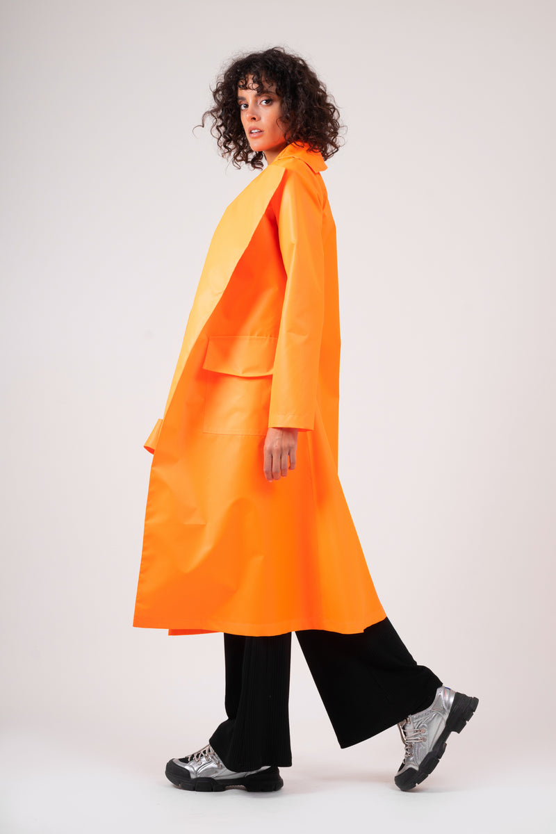 Orange neon trench coat