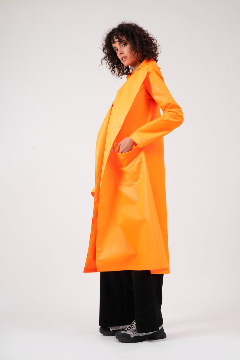 Orange neon trench coat