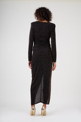 Black maxi dress with gold inserts