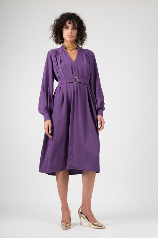 Dark purple dress with pleats