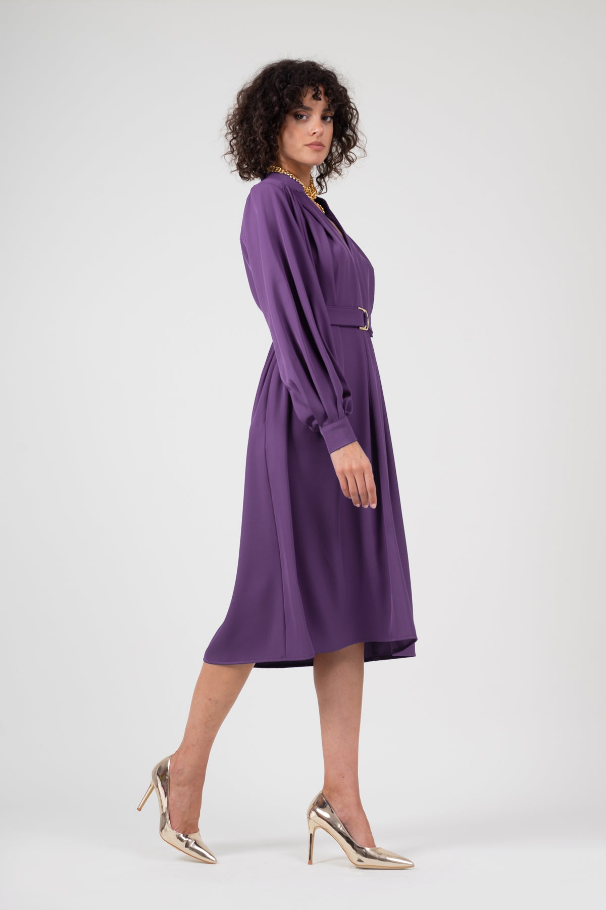 Dark purple dress with pleats