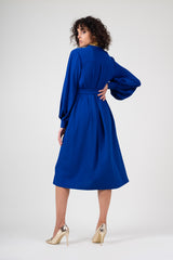 Electric blue dress with pleats