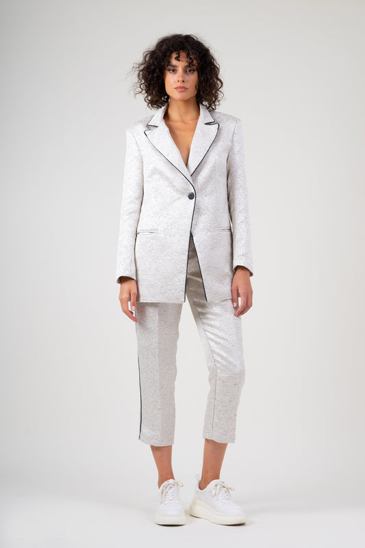 Jacquard blazer with silver inserts