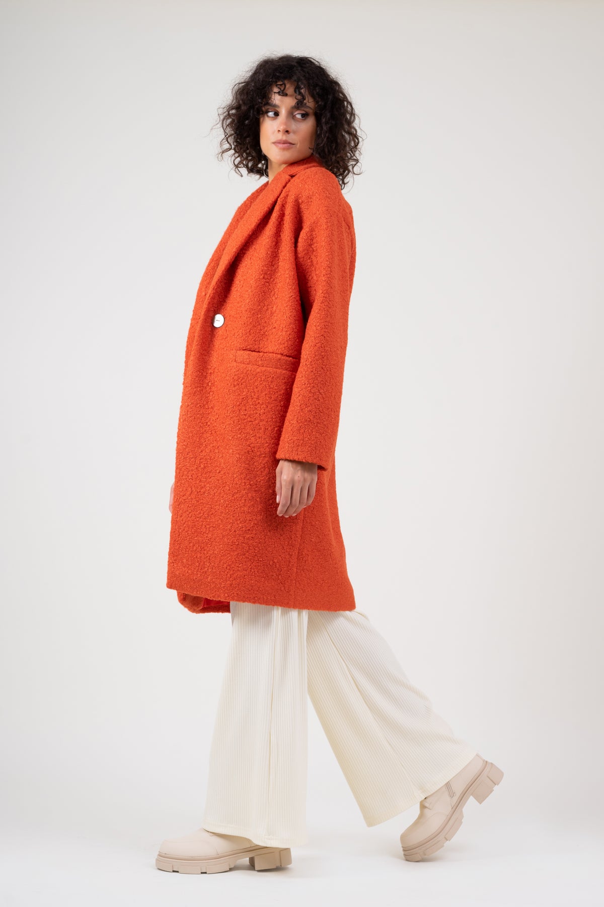 Palton Teddy - Portocaliu