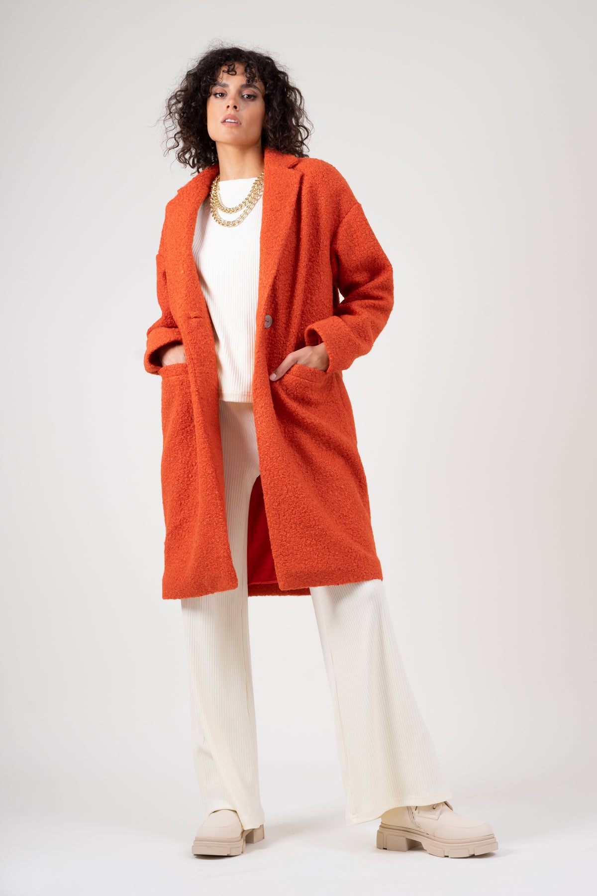 Orange Short Hair Teddy Coat