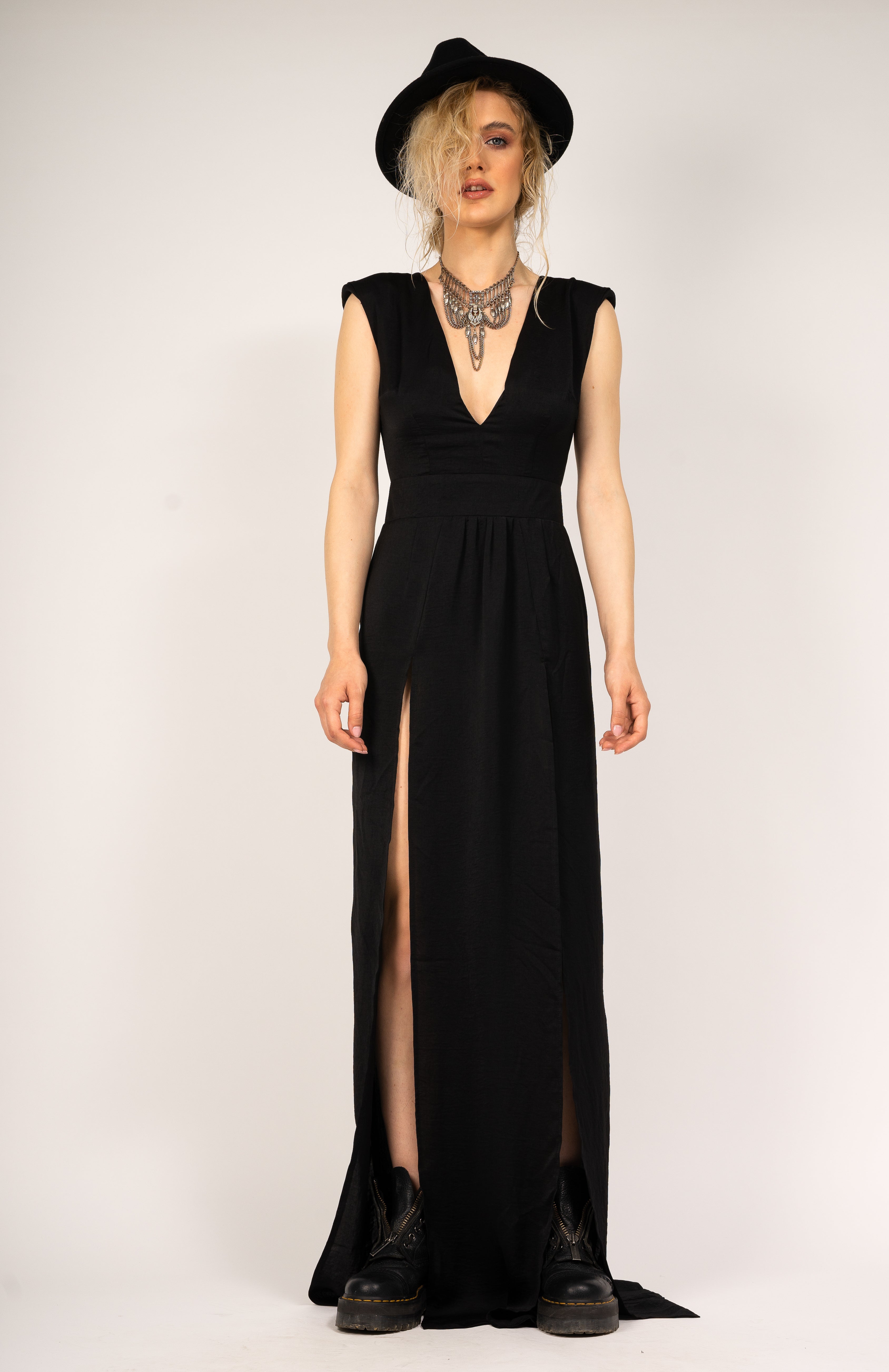 Black maxi dress with slits