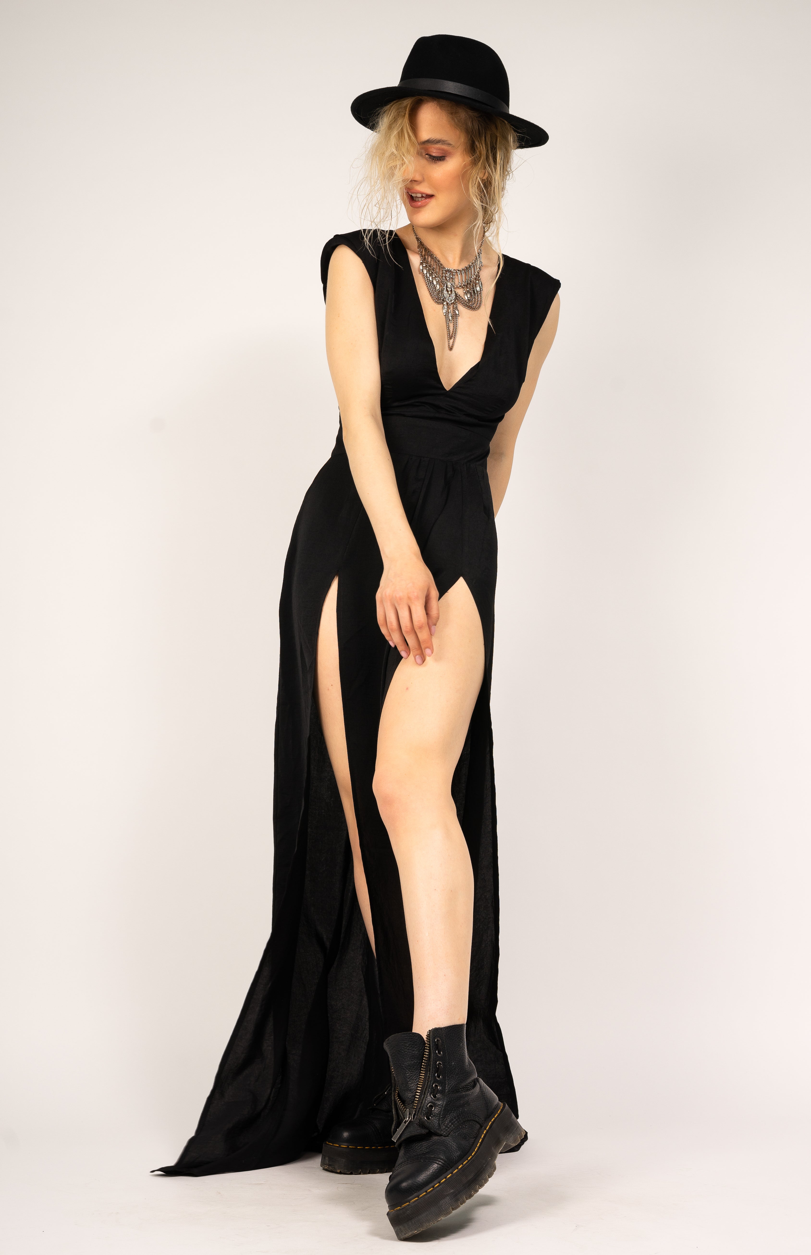 Black maxi dress with slits