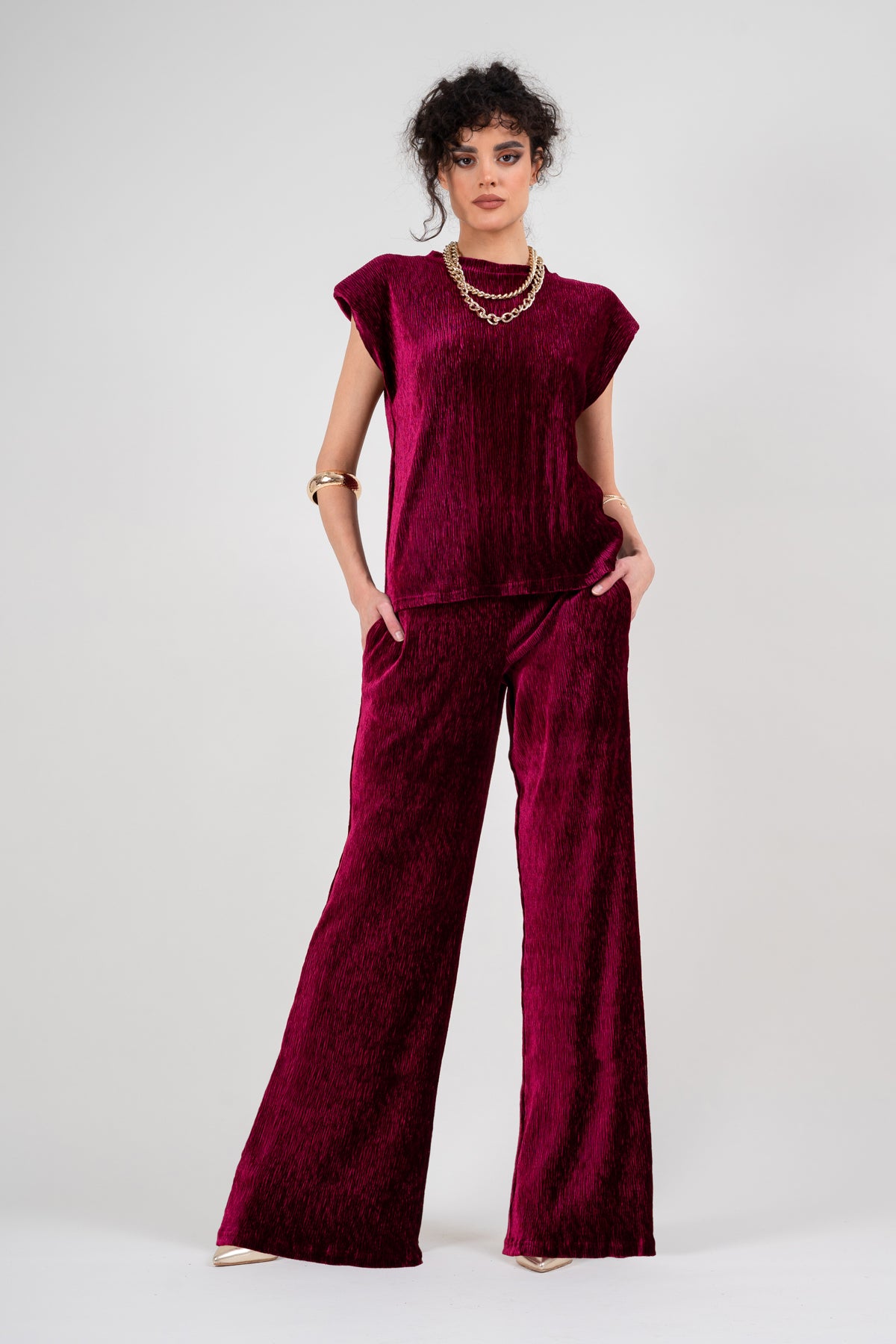 Velvet burgundy matching set