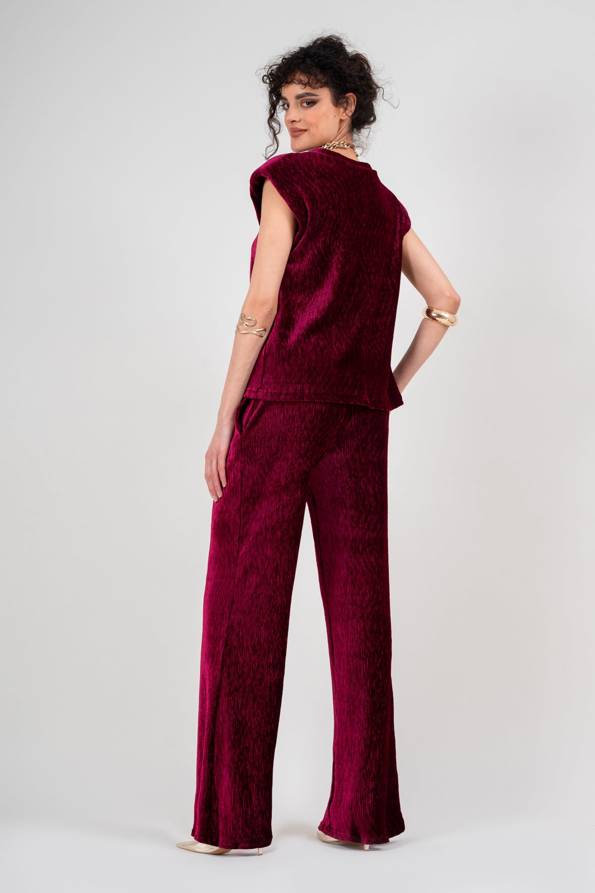 Velvet burgundy matching set