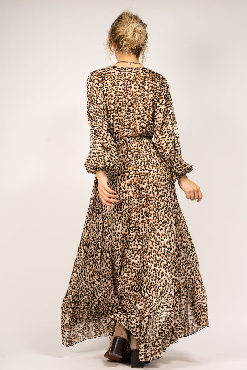 Rochie maxi de festival din voal leopardat