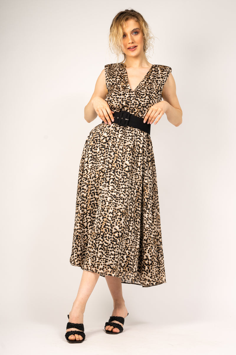 Flowy dress with leopard print