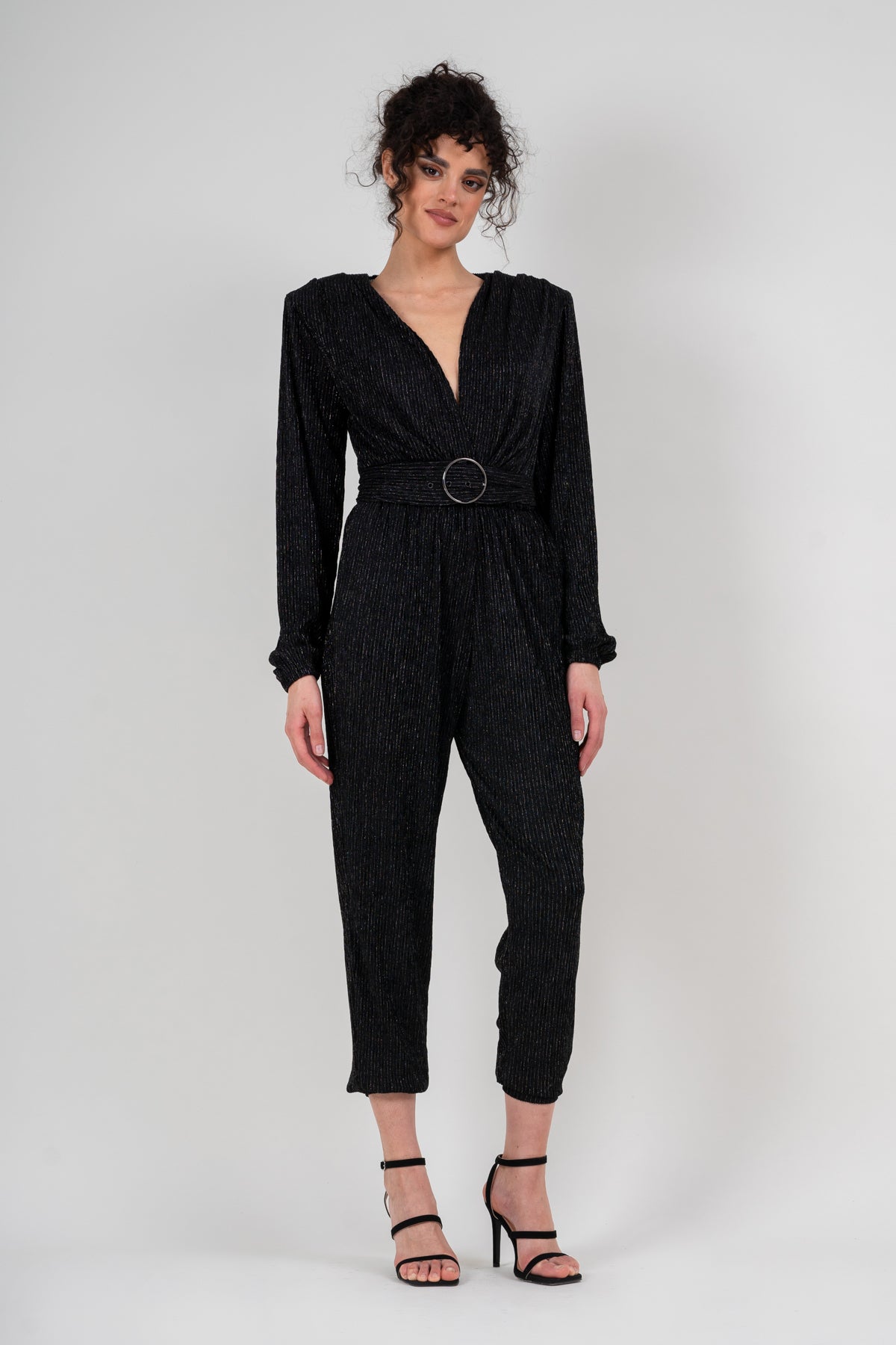 Black jumpsuit with silver inserts