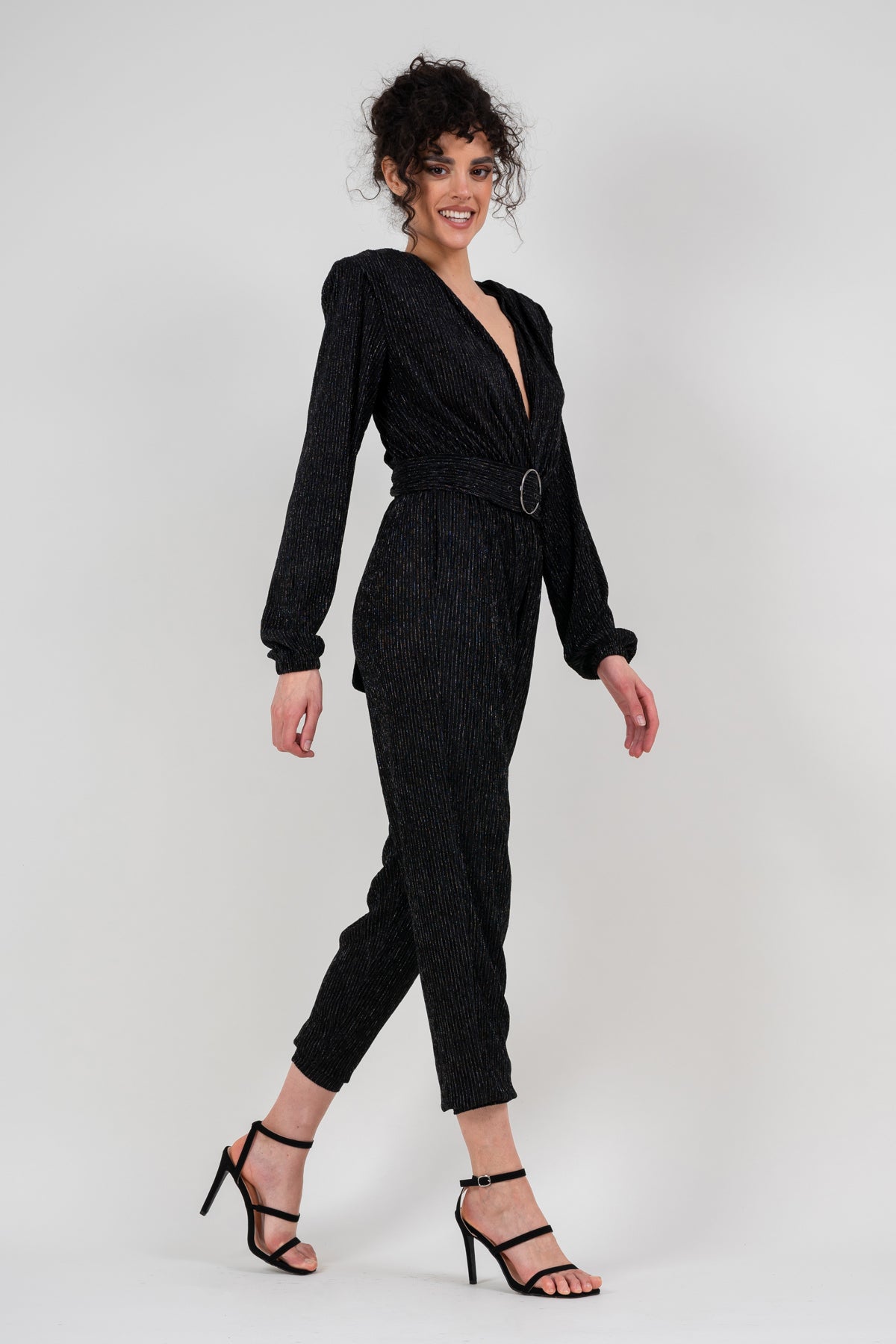 Black jumpsuit with silver inserts