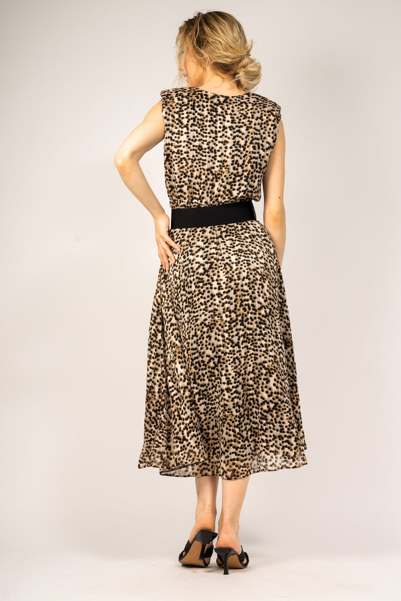 Flowy dress with leopard print