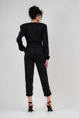 Black jumpsuit with silver inserts