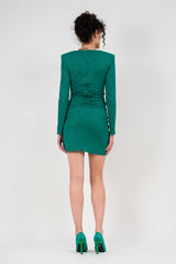Green mini dress with silver inserts