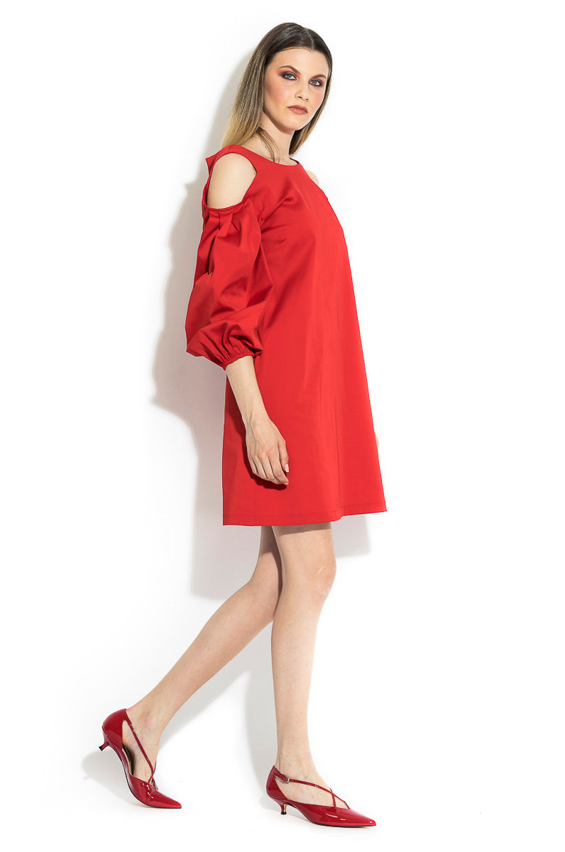 Rochie cu umeri goi si maneci bufante